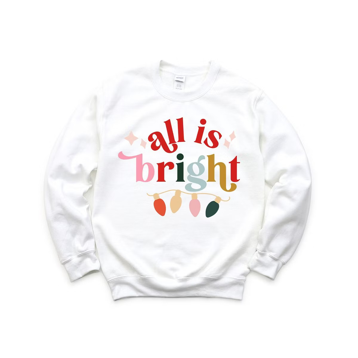 Simply Sage Market Women's Graphic Sweatshirt All Is Bright Christmas Lights | Target