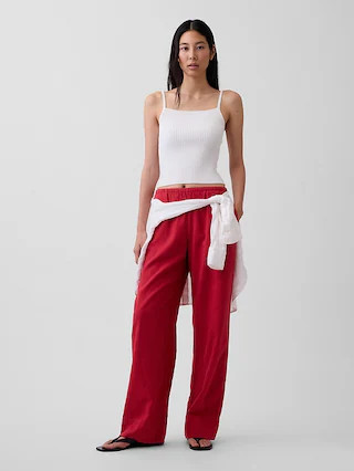 Linen-Blend Easy Wide-Leg Pants | Gap (US)