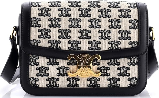 Amazon.com: Celine, Pre-Loved Triomphe Shoulder Bag Triomphe Canvas Medium, Black : Amazon Luxury | Amazon (US)