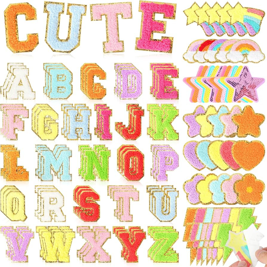 Chenille Letter Patches Self-Adhesive for Clothing: KINGSOW Preppy 129PCS Varsity Sew On Stickers... | Amazon (US)