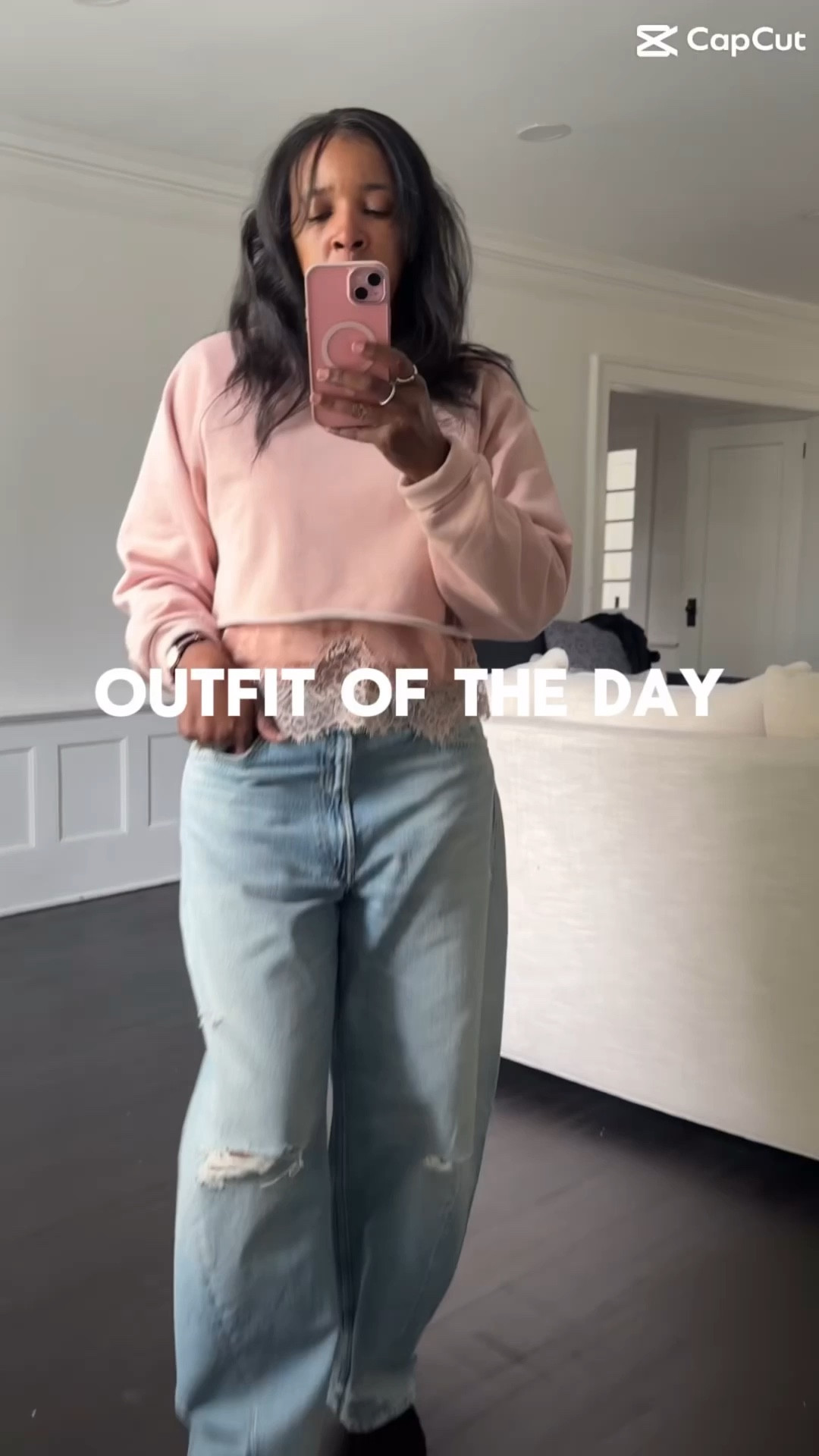 Spring outfit date night denim jeans cropped sweatshirt with lace loafers casual work outfit weekend outfit #spring #style #fashion #ootd #denim #jeans #outfit #nyc 

#LTKgrwm #LTKOver40 #LTKootd