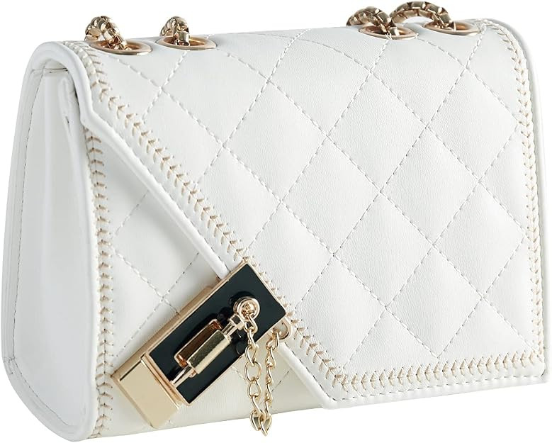 Aiqudou Quilted Crossbody Bag for Women - Leather Shoulder Bag Fashion Chain Small Purse | Amazon (US)