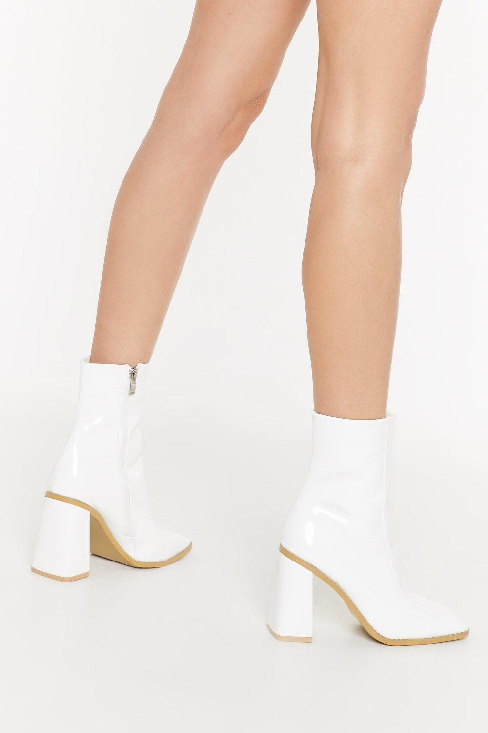White Faux Leather Boots with High Angle | NastyGal (US & CA)