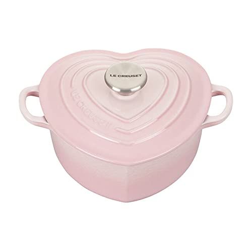 Le Creuset Signature Enameled Cast Iron Figural Heart Cocotte, 2 Quart, Shell Pink with Stainless St | Amazon (US)
