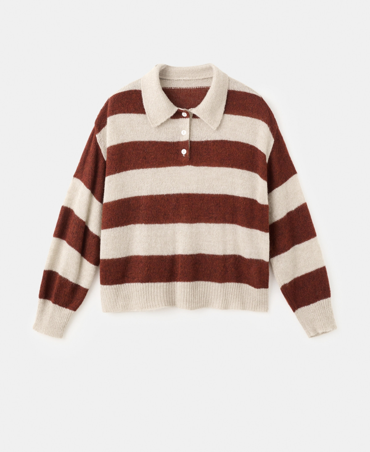 Mango Women's Striped Polo-Neck Sweater - Light, Pastel Gray | Macy's