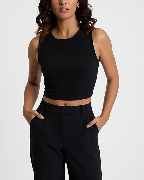Body Contour Cozy Crew Neck Cropped Tank | Express