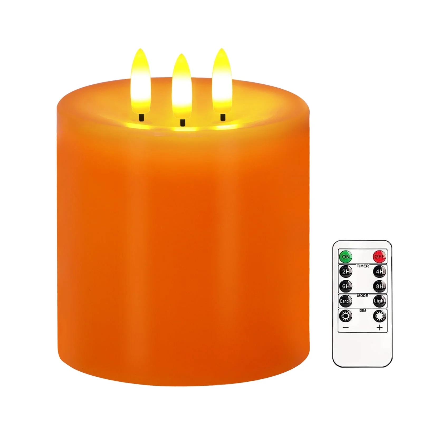 Large 3 Wick Flameless Candles, 4"x4" Flickering LED Candles with Remote & Timer, Dimmable Real W... | Walmart (US)