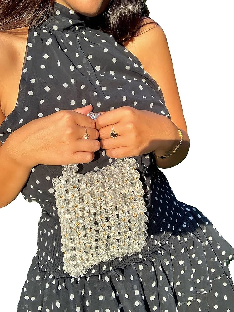 AgnesGP Handmade Beaded Bag for Women | Brown Beaded Purse for Women | Pearl Clutch Purse Evening... | Amazon (US)