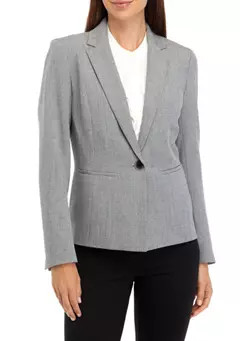 Kasper Petite Stretch Crepe One-Button Jacket | Belk