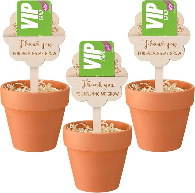 Resurhang Teacher Appreciation Gifts, 3 Pack Gift Card Bouquet, 4.7 Inch Terracotta Pots with Tha... | Amazon (US)