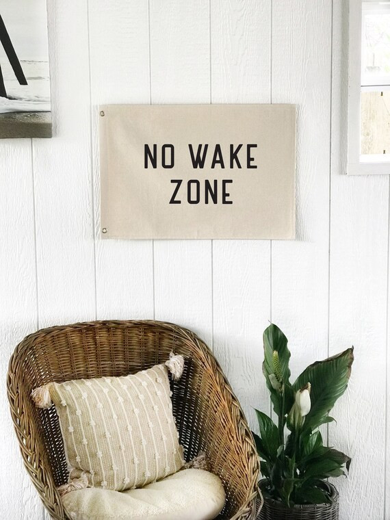 Beach Wall Decor No Wake Zone Flag Wall Art Hanging Pennant - Etsy | Etsy (US)