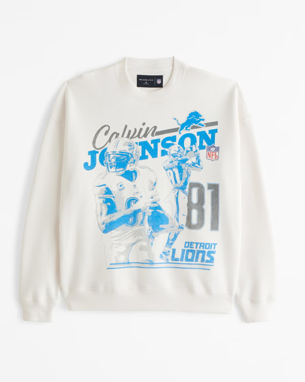 Men's Calvin Johnson Graphic Crew Sweatshirt | Men's Tops | Abercrombie.com | Abercrombie & Fitch (US)