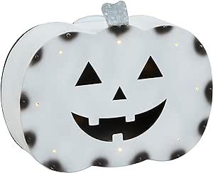 Mud Pie Tin Pumpkin Lantern, White, 10.5" x 8.75" | Amazon (US)