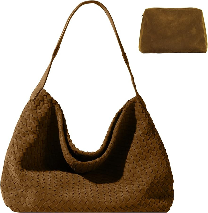 Suede Hobo Bag for Women Woven Bag Shoulder Bag Casual Tote Bag | Amazon (US)