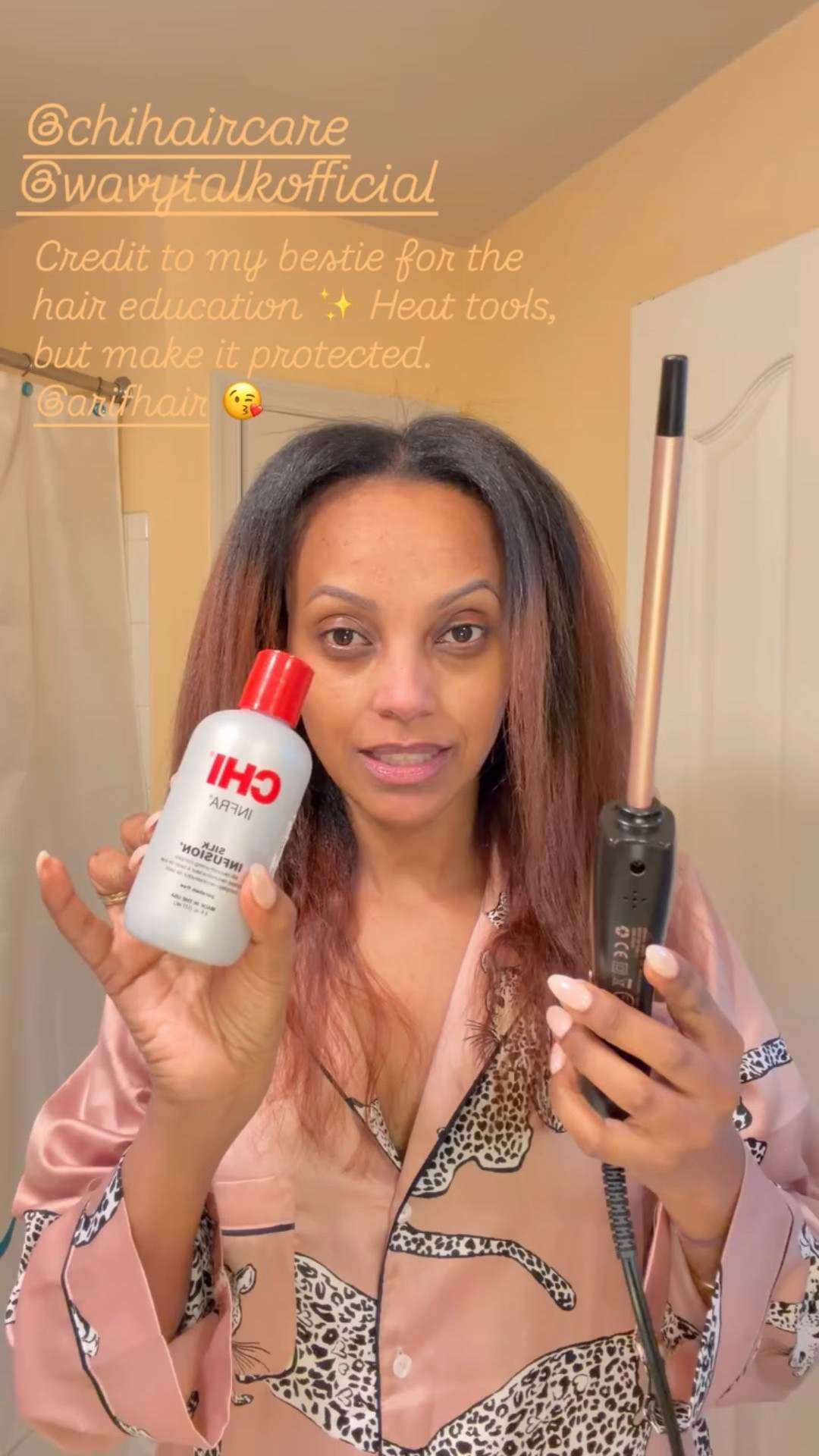 Credit to my bestie for the hair education ✨ Heat tools, but make it protected. @arifhair 😘 @chihaircare  @wavytalkofficial