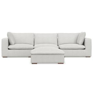 Jasmine 125 in. Straight Arm Performance Fabric Rectangle 3-Seater Modular Sofa and Ottoman Set i... | The Home Depot