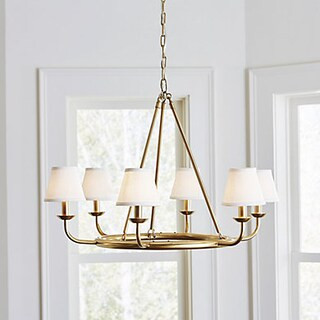 Leigh 6 Light Chandelier with Antique Brass Finish & Designer Shades | Ballard Designs, Inc.
