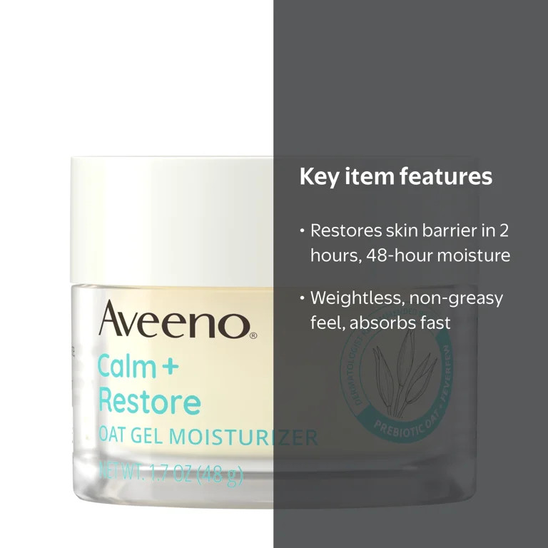 Aveeno Calm + Restore Oat Gel Facial Moisturizer, 1.7 Fl oz | Walmart (US)