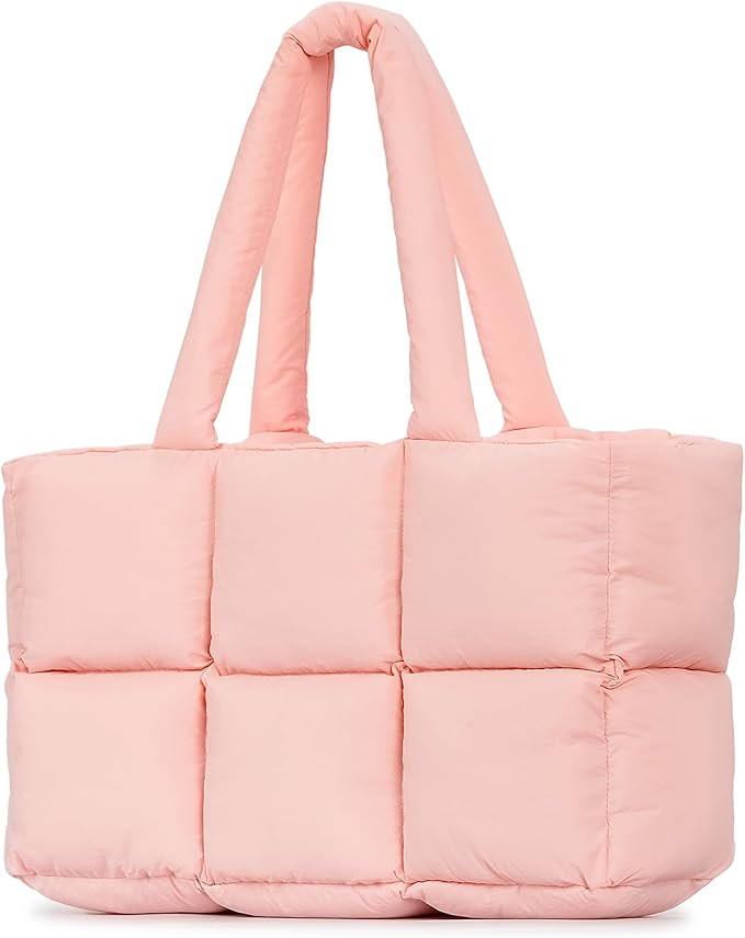 Herald Puffer Tote Bag for Women, Large Quilted Puffy Handbag Lightweight Satchel Purse for Work ... | Amazon (US)