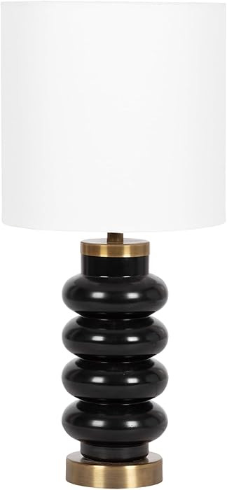 Kate and Laurel Rogala Modern Glass Bedside Table Lamp, 8 x 8 x 18, Blake and Antique Brass, Deco... | Amazon (US)