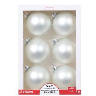 6ct. 3" Matte White Glass Ball Ornaments by Ashland® | Michaels | Michaels Stores