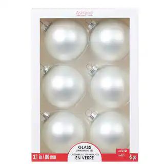 6ct. 3" Matte White Glass Ball Ornaments by Ashland® | Michaels | Michaels Stores