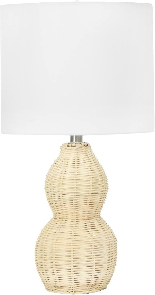 Creative Co-Op Boho Sculptural Woven Rattan Table Lamp with White Linen Shade, Natural | Amazon (US)