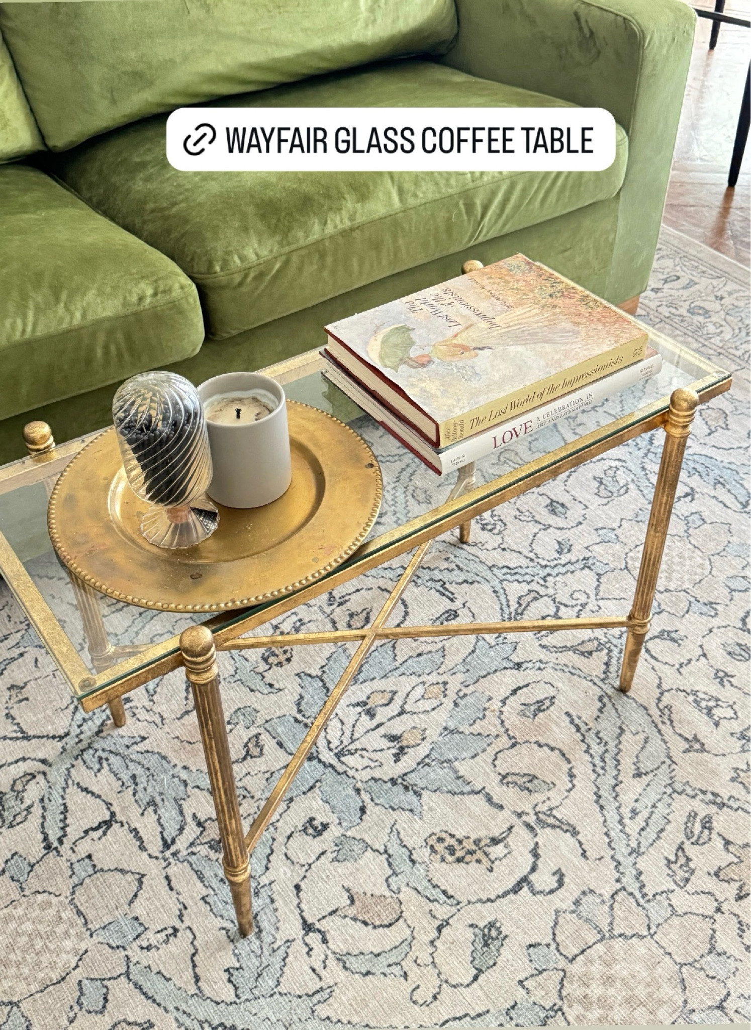 Small glass coffee table from Wayfair. Perfect size for an apartment or small living room #wayfair #wayfairpartner #ad 

#LTKHome #LTKxWayfair