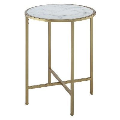 Johar Furniture Gold Coast Faux Marble Round End Table | Target