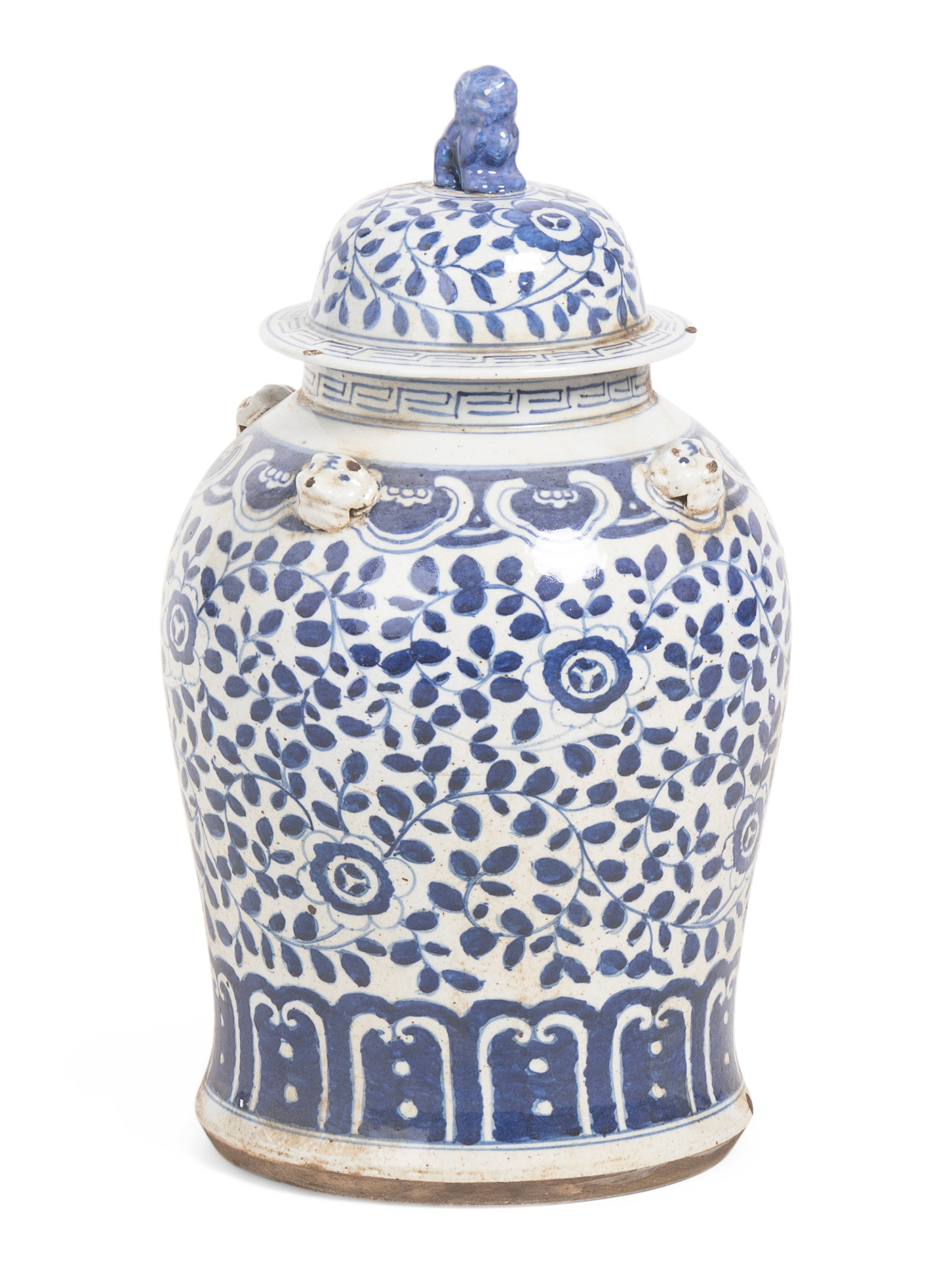 11x18 Curly Vine Flower Vintage Porcelain Temple Jar With Lid | TJ Maxx