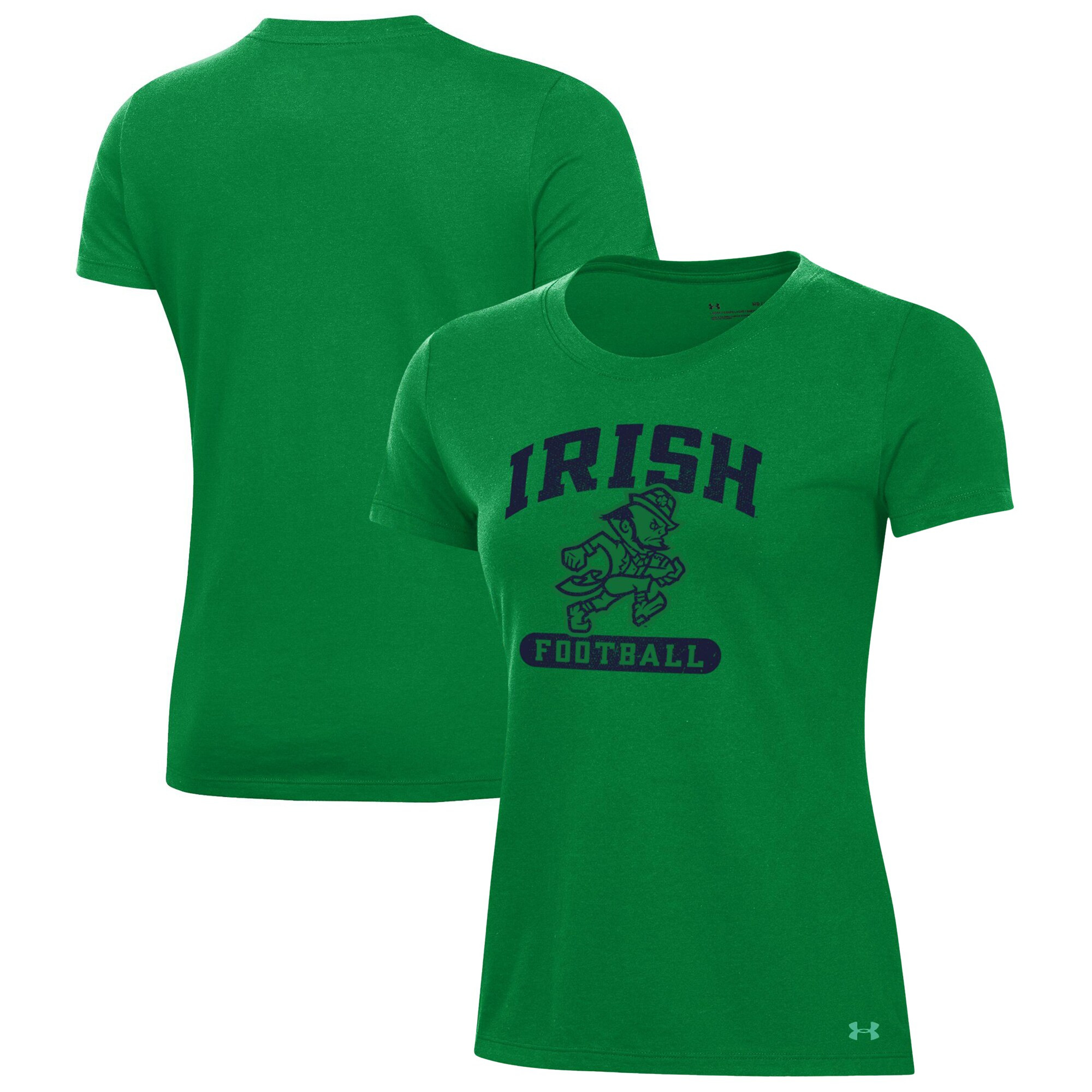 Notre Dame Fighting Irish Under Armour Women's Leprechaun HeatGear T-Shirt - Kelly Green | Fanatics