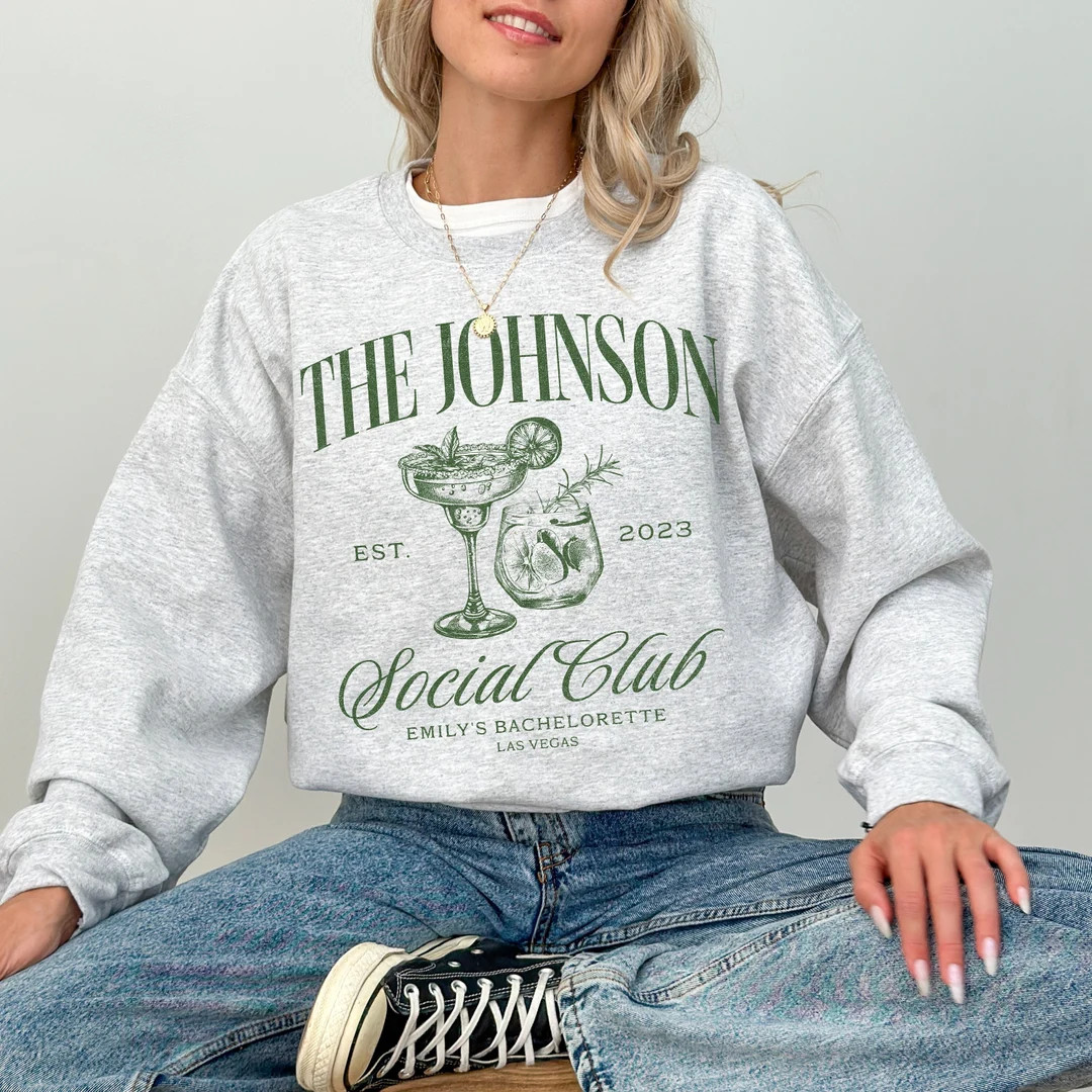 Luxury Bachelorette Merch, Charleston Bachelorette, Custom Name Crewneck Sweatshirt, Social Cockt... | Etsy (US)
