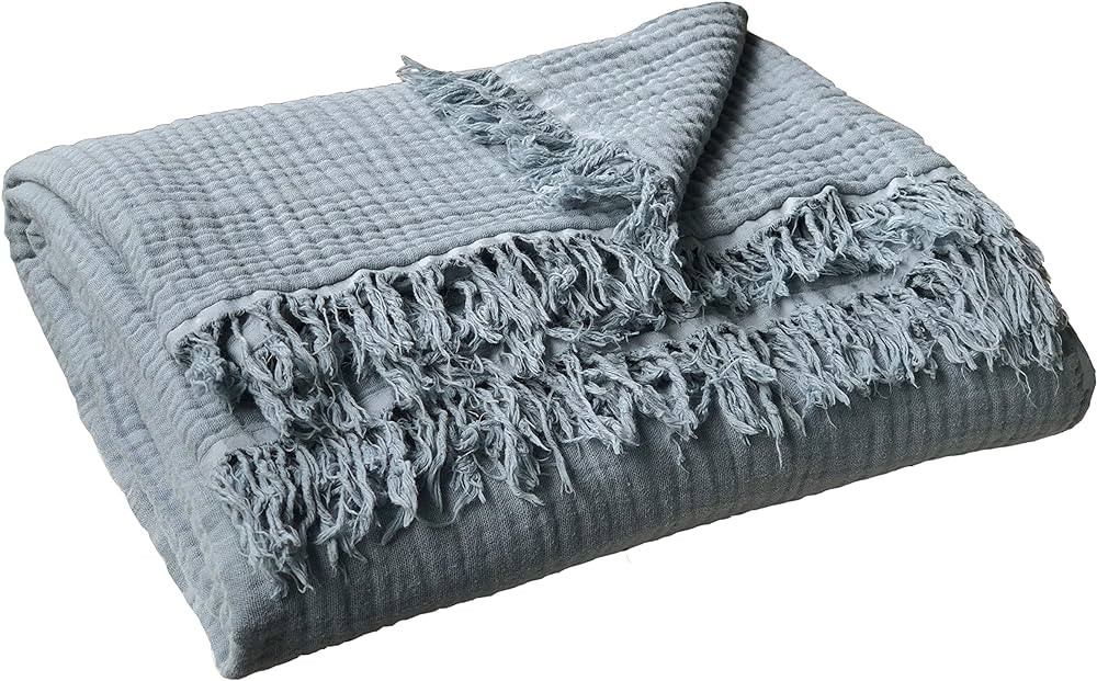 100% Organic Muslin Cotton Throw Blanket for Couch, Adult, Outdoor, 4 Layers Pre-Washed Plant Dye... | Amazon (US)