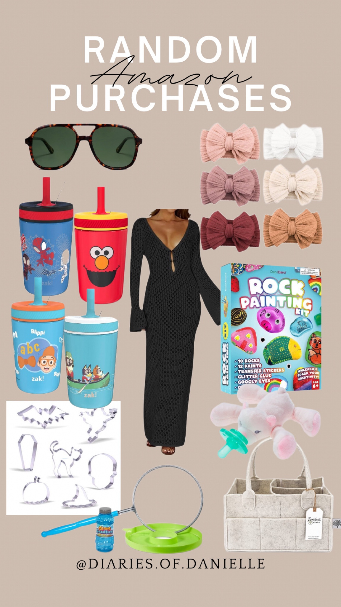 Recent random Amazon purchases 🛒
•Aviator sunglasses- loving this different shape and style! Aviator is trending 👍🏼
•Baby bow headbands- these are some of my favorite headbands for baby girl 💗 so soft and really comfy, great price point too!
•Zack Designs spill proof steel cups- we had these in plastic and loved them, just decided to switch over to steel
•Rock painting kit- this was actually a school project that turned into an at home craft too! The boys loved doing this ❤️
•Nookums pacifier- my kids have all been paci kids and these are some of my fave since you can detach the paci from the animal to wash
•Swim coverup- I have this coverup in cream and loved it so much I had to grab black too! 😉
•Halloween cookie cutters- I thought these would be fun to make cookies with the boys for Halloween 🎃 👻
•Big bubble wand- this bubble wand was under $10 and a summer fave for the kids 🫧

Amazon purchases, baby pacifier, baby must haves, baby style, kids activities, bubble wand, swim coverup, sunglasses, Halloween activity for kids 

#LTKKids #LTKBaby #LTKFindsUnder50