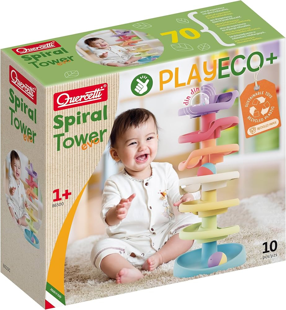 Quercetti Play Eco+ Spiral Tower Evo Set for Babies and Toddlers, Marble Run Race Track Tower, Se... | Amazon (UK)