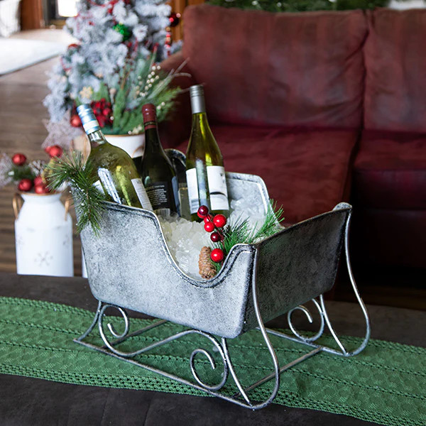 Vintage-Inspired Sleigh Ice Bucket Beverage Cooler | I'm Multi-functio - Decor Steals | Decor Steals
