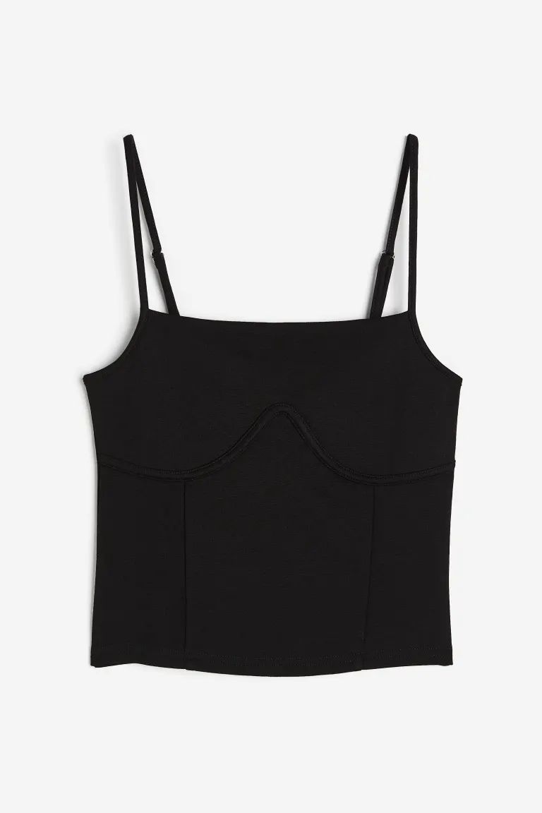 Corset-style strappy top - Black - Ladies | H&M GB | H&M (UK, MY, IN, SG, PH, TW, HK)