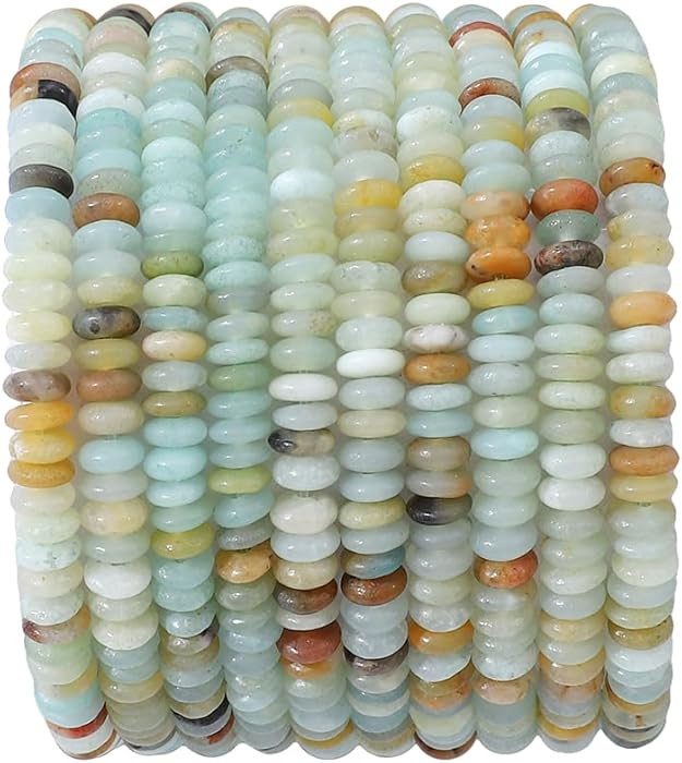 Natural Amazonite Disk Stone Beads 4x2mm 160pcs Rondelle Loose Semi Gemstone Beads for Jewelry Ma... | Amazon (US)