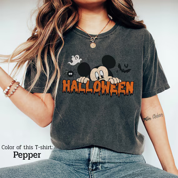 Vintage Disney Halloween Comfort Color Shirt, Disney Halloween Retro, Disney World, Mickey Hallow... | Etsy (US)