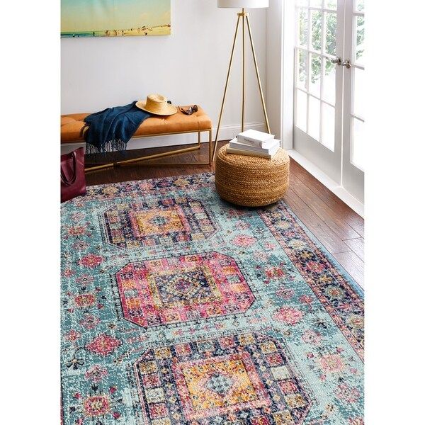 Fausto Teal Transitional  Area Rug - 5'3 x 7'6 | Bed Bath & Beyond
