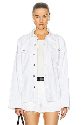 GRLFRND Jessie Body Drill Shirt Jacket in White Rip | FWRD | FWRD 