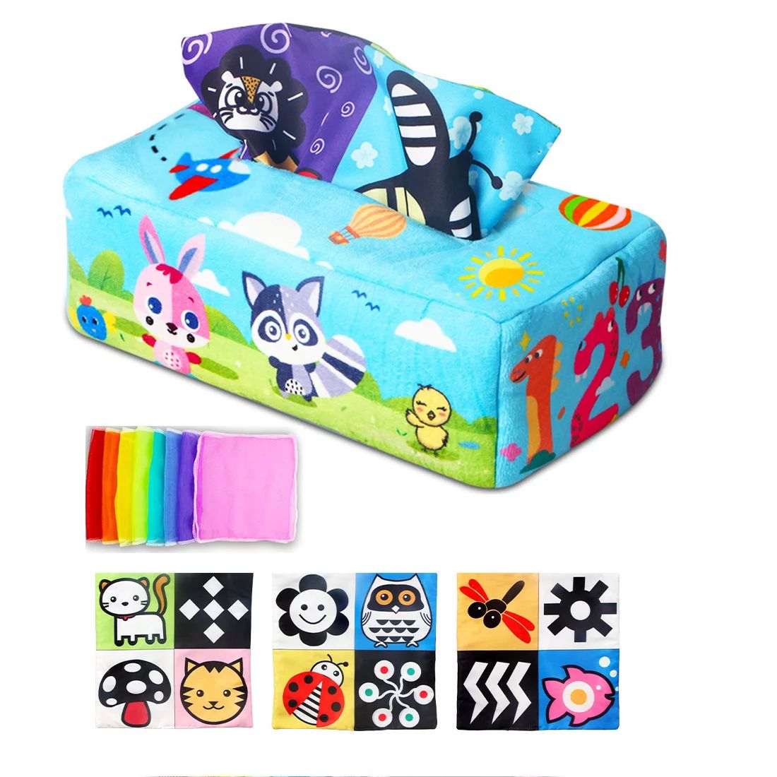 vocheer Baby Tissue Box Toy, Magic Crinkle Paper High Contrast Tissue Sensory Toys, Owl | Walmart (US)
