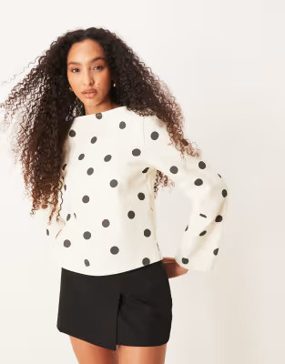 ASOS DESIGN - Denim top met cocoon-mouwen en stippen | ASOS (Global)