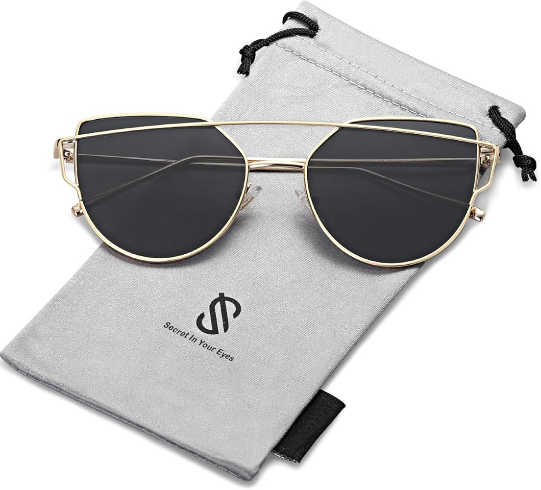SOJOS Cat Eye Sunglasses for Women Fashion Designer Style Mirrored Lenses SJ1001 | Amazon (US)