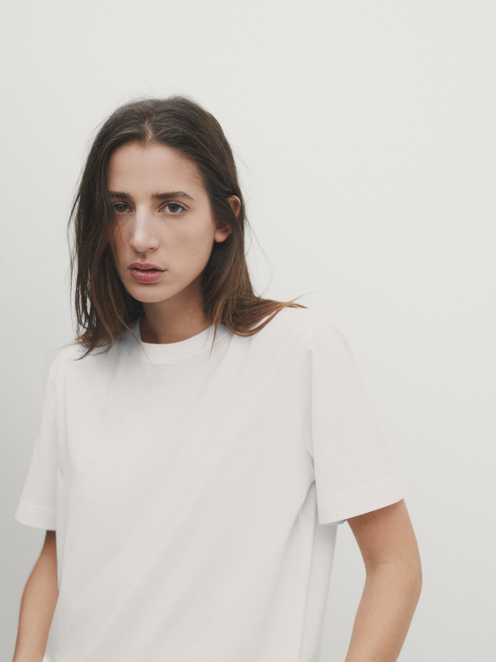 Crew neck cotton boyfriend T-shirt | Massimo Dutti US