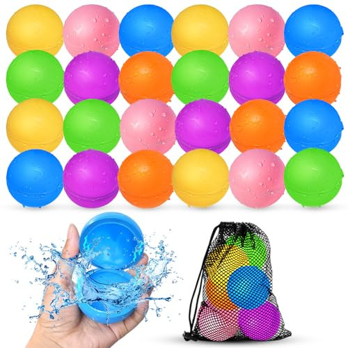 SOPPYCID 24Pcs Reusable Water Balloons, Summer Water Toys, Magnetic Water Ball for Outdoor Games, Pool Toy, Beach Toys for Kids | Amazon (US)