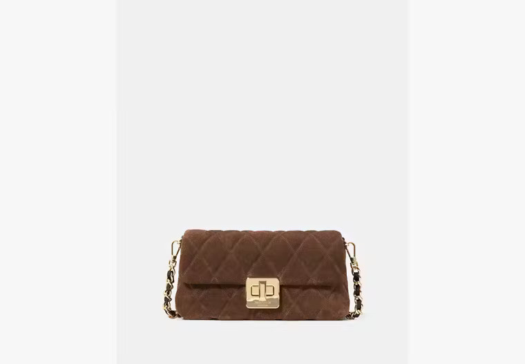 Kate Spade Carey Quilted Suede Mini Crossbody, Hot Fudge | Kate Spade Outlet
