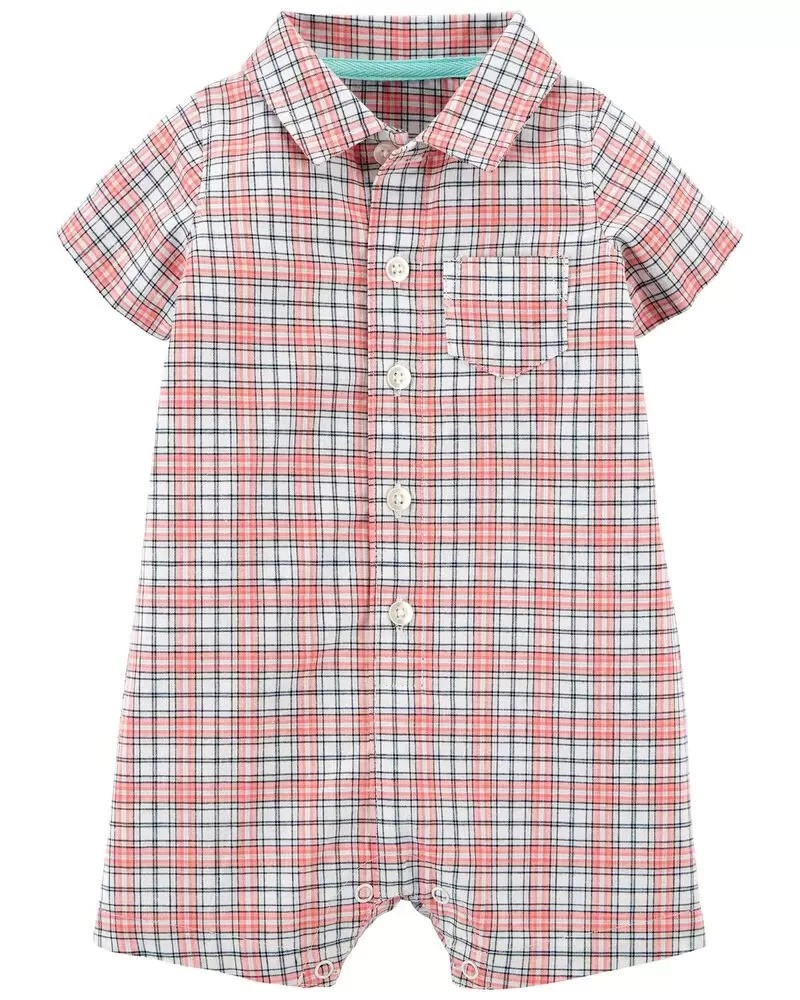 Plaid Button-Front Romper | Carter's