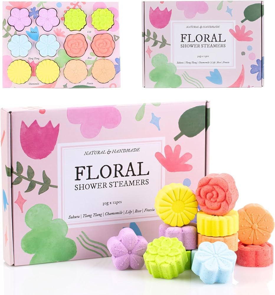 Floral Shower Steamers 12 Pack, Aromatherapy Shower Tablets, Natural Floral Scent, Flower Themed ... | Amazon (US)