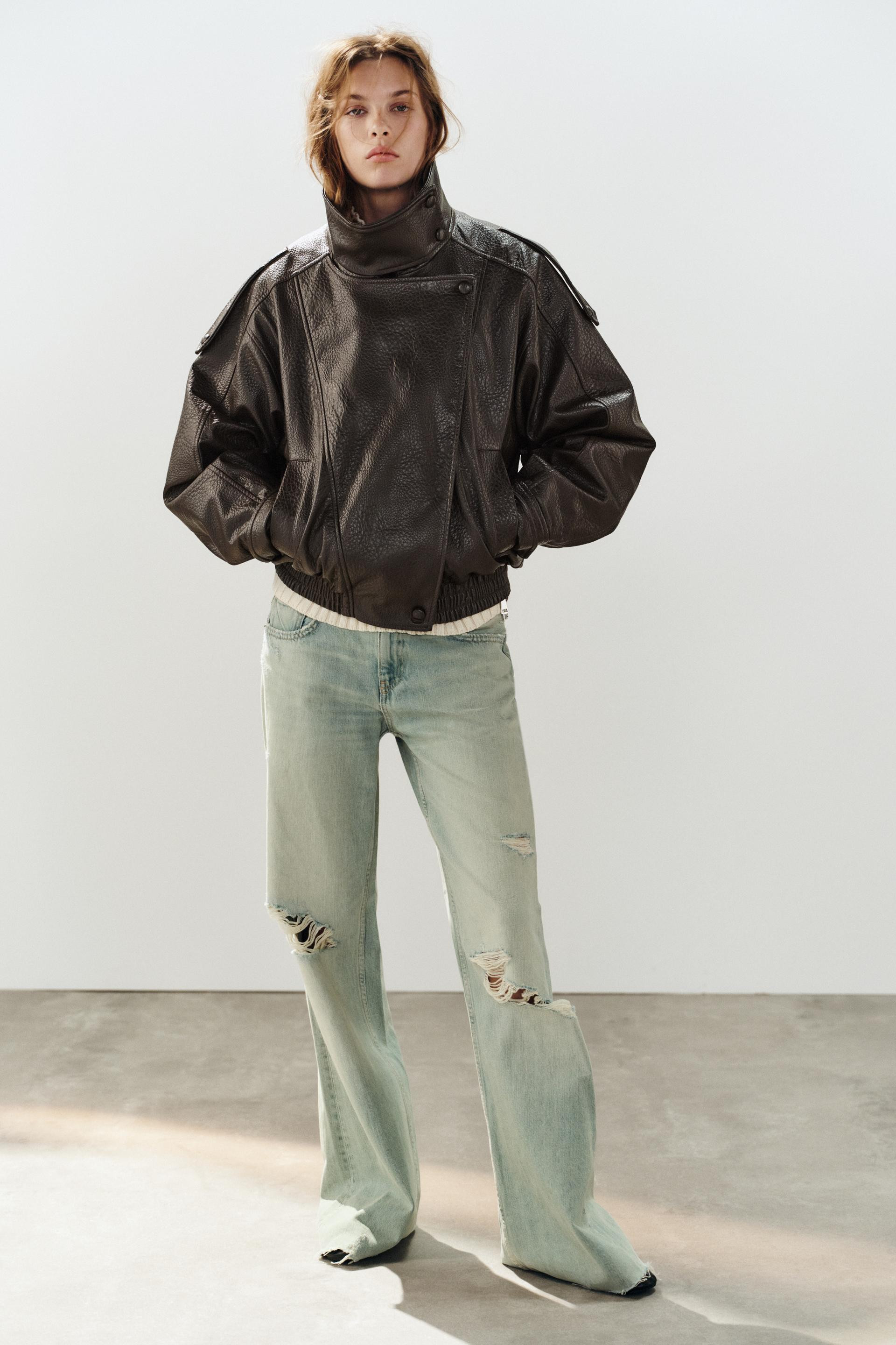 Zara - Faux Leather Jacket - Women - Brown - Women | Zara US